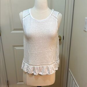 Generation Love White Ruffled Sleeveless Tank Top